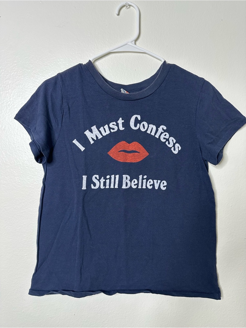 Britney Spears Large Navy Tee "I Must Confess I Still Believe"